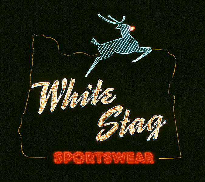 File:White Stag sign (night).jpg